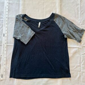 Navy and Gray Raglan Sleeve Crop Top